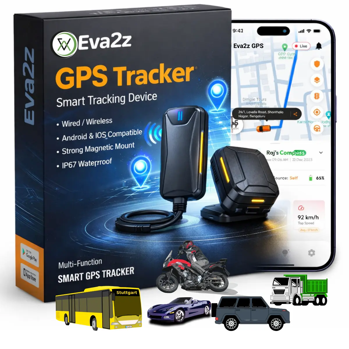 GPS Tracking Device For Vehicle + Free App Subscription